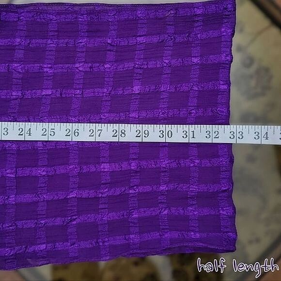 Vtg sheer purple ribbon grid scarf - Picture 3 of 5